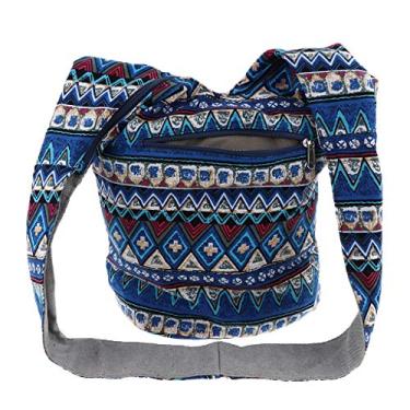 Imagem de oshhni Bolsas Crossbody de Algodão com Boêmias Femininas. , Azul
