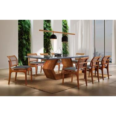 Imagem de Sala De Jantar 8 Cadeiras Madeira Maciça 2,20X1,10M - Ane - Espresso M
