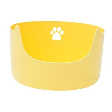 Imagem de Bothyi Bandeja de areia para animais de estimação com tampa aberta Caixa de areia para gatos de lado alto comadre grande Banheiro profundo, caixa de areia, AMARELO, l