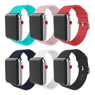 Imagem de MITERV Compatível com pulseira de relógio Apple 44 mm 42 mm 45 mm pulseiras de substituição de silicone macio para Apple Watch Series7 SE 6,5,4,3,2,1 para Apple Watch 45 mm 44 mm 42 mm