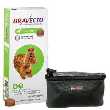 Imagem de Bravecto Cães Antipulgas e Carrapatos MSD 500mg 10-20 kg | Kit com Bolsa Bravecto