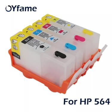 Imagem de Oyfame 4 pçs 564 564xl cartucho de tinta para hp 564 564 xl kit recarga cartucho com chip arco para
