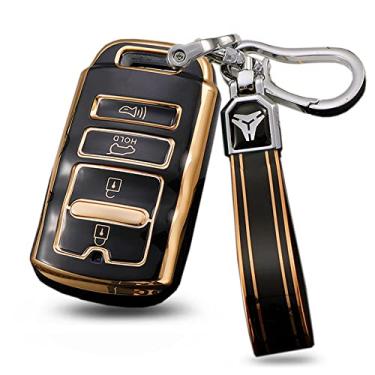 Imagem de ontto Capa para controle remoto inteligente Kia Cadenza K900 K7 K9 com chaveiro TPU capa elegante para chave proteção total preta