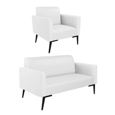Imagem de Sofá Namoradeira Com Poltrona Pés Villach Marisa Corino D03 - D\`rossi Cor Branco