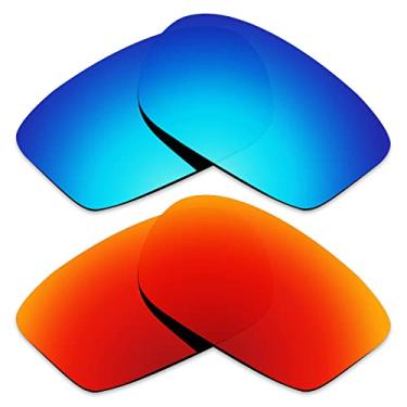 Imagem de Alphax 2 pares de lentes polarizadas de substituição para óculos de sol Oakley Chainlink OO9247 - azul + vermelho
