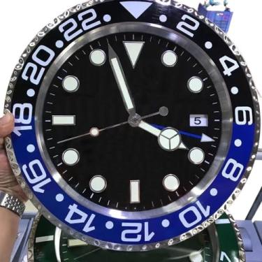 Imagem de Relógio de parede de luxo design arte metálica grande relógios de parede luminosos digitais baratos relógio de parede decoração de sala de estar relógio de parede (cor: preto azul, tamanho: 34 cm