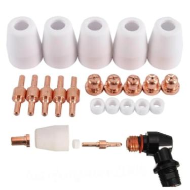 Imagem de Qiang Han 20 peças/conjunto PT-31 CT312 CUT40/50 cortador de tocha de corte de plasma consumíveis ponta estendida eletrodo de bicos