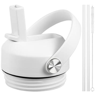 Imagem de FLORAPELL Tampa com canudo para Yeti Rambler 18 26 36 1,8 L, tampa com canudos e alça flexível, tampa de substituição para Yeti 510 g 737 g 1,02 l 1,8 l Rambler tampa de canudo para garrafa de água Rambler de 1,8 L, branca