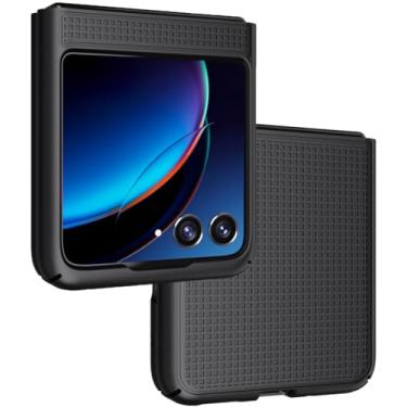 Imagem de Nakedcellphone Capa protetora rígida fina [anti-impressão digital, textura de grade] para Moto RAZR Plus '23 (RAZR 40 Ultra) - Piso preto