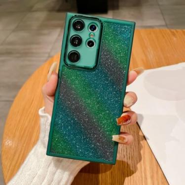 Imagem de Capa amortecedora macia de papel com glitter, para samsung galaxy s24 s23 s22 plus ultra s21 s20 fe a35 a54 a33 a73 a34 a05s a72 m53 m54, verde escuro, para a04e