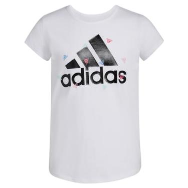 Imagem de adidas Camiseta de algodão essencial de manga curta para meninas, Confete branco, G