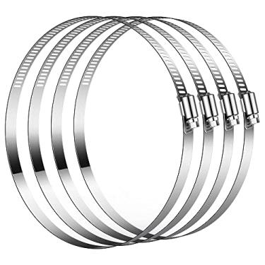 Imagem de VIVOSUN Braçadeiras de duto de ar de aço inoxidável, braçadeiras de mangueira ajustáveis de 16 cm, com acionamento helicoidal para dutos, aquecimento, resfriamento, exaustão e ventilação (pacote com 4)