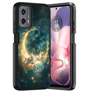 Imagem de ERWYTYIOI Capa para Motorola Moto G 5G 2024 / Moto G Play 5G 2024, capa protetora resistente de 3 camadas de grau militar antiarranhões à prova de choque elegante para Moto G 5G 2024, Moon White Fox