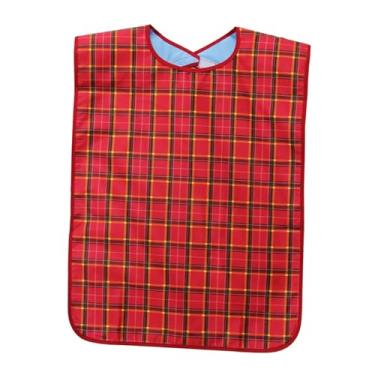 Imagem de Kokiya Babador adulto para comer, 75x45cm, confortável, resistente a manchas, grande, à prova d'água, protetor de roupas para idosos, Vermelho