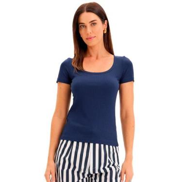 Imagem de Blusa Canelada Lança Perfume Basic Pr25 Marinho Feminino