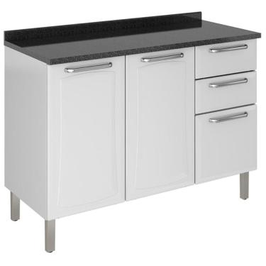 Imagem de Balcão IG3G2 120 Tarsila 3 Portas 2 Gavetas Com Tampo Itatiaia - Branco Neve