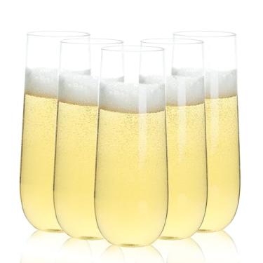 Imagem de Bestluck Pacote com 24 taças de champanhe de plástico sem haste de 255 g, taças de champanhe descartáveis transparentes, à prova de estilhaçamento e sem BPA para casamento, festa, ano novo