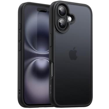 Imagem de JETech Capa Matte para iPhone 16 6,1 Polegadas, Case Proteção Contra Quedas de Nível Militar à Prova de Choque, Capinha Traseira Translúcida Fosca, Anti-Impressão Digital (Preto)
