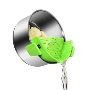 Imagem de SUNWUKIN Coador de panela e coador de macarrão - Presilha de silicone ajustável em coadores de alimentos para panelas, frigideiras e tigelas - Escorredor de cozinha