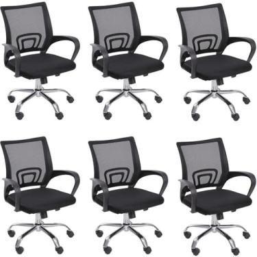 Imagem de Kit 6 Cadeiras para Escritório Diretor Tela Mesh com Relax Tok 3310 Preto