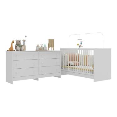 Imagem de Berço Safari  3 em 1 com Cômoda Branco – Para Colchão 130x60cm | Minicama e Sofá - Multimóveis