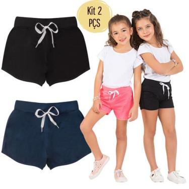 Imagem de Kit 2 Shorts Infantil Juvenil Menina Algodão + Cotton Diversas Cores R