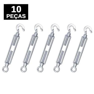 Imagem de Kit 10 Esticador para Cabos de Aço Cordoalhas Cerca Esticar Tensionar 