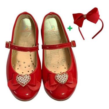 Imagem de Sapatilha Infantil Boneca Daminha Rasteirinha Coração Strass - PEQUENO