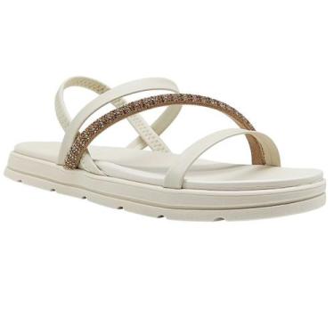 Imagem de Sandália Feminina Elástico Moleca 5490104, Branco off, Cristal, 38