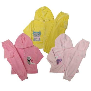Imagem de Kit Roupinhas Bebê 3 Conjuntos Plush Agasalho Menino Menina - Koala Ba
