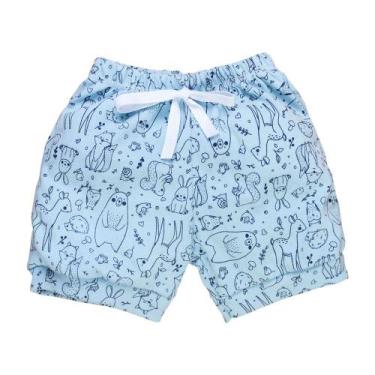 Imagem de Shorts de Verão Bebê Minimalista Florestinha Azul Claro - Era Uma Vez,