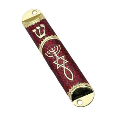 Imagem de UxicRuya Capa Protetora para Mezuzá Judaica, 4,1 Tamanhos, Feita à Mão, Bênção Doméstica, Presente Judaico, Enfeite de Porta para Mulheres, Vermelho, Tamanho real
