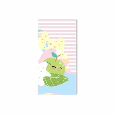 Imagem de Painel Vertical de Tecido Sublimado Listras Maçã Cute Rosa Fruta 100x2