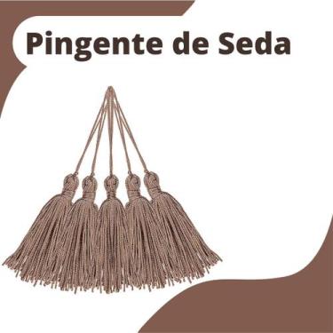 Imagem de Pingente De Seda Tassel - Franja - Bege Camurça  - Com 100 Unidades - 