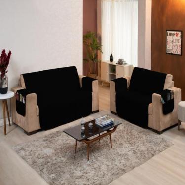 Imagem de Kit Protetor Sofá 3 e 2 Lugares Matelado Com Porta Objetos Face Única 