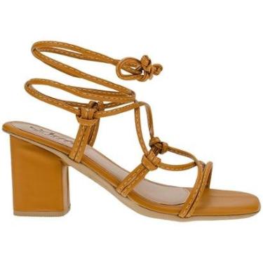 Imagem de Sandália Feminina Tiras Amarração Salto Alto Grosso Gladiadora-Feminino