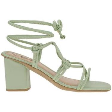 Imagem de Sandália Feminina Tiras Amarração Salto Alto Grosso Gladiadora-Feminino