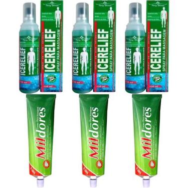 Imagem de Kit 3 Spray Para Massagem Icerelief + 3 Pomada Massageadora Mil Dores 