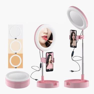Imagem de Ring Light Com Suporte De Celular E Espelho Para Make e Live - Your Ho