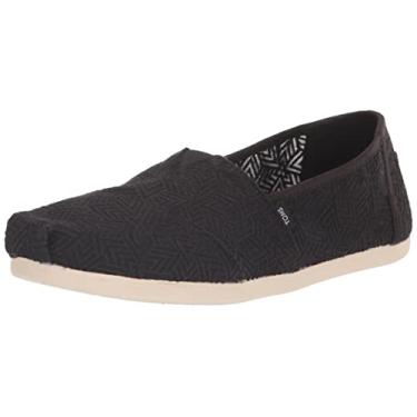 Imagem de TOMS Sapatilhas femininas Alpargata Slip On Casual - Preto, Renda preta geo mosaico, 35