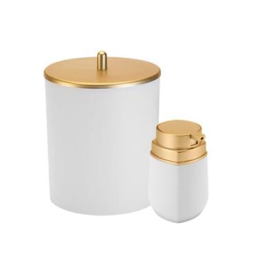 Imagem de Conjunto Banheiro Lavabo Lixeira E Porta Sabonete Líquido Branco Com D