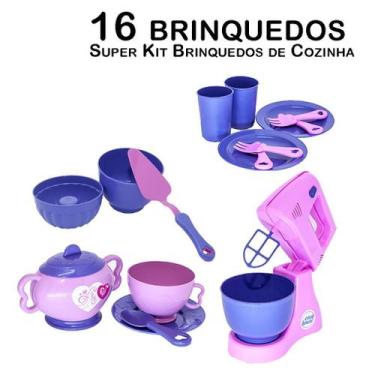 Imagem de Kit Cozinha Infantil Batedeira Forminhas Xícaras Pires 16pç - Zuca Toy