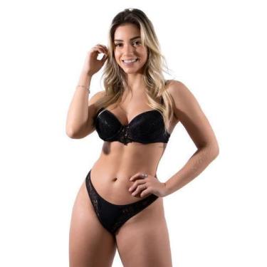 Imagem de Conjunto Diluxo Anabel Rendado Bojo Preto, G, Feminino, Preto