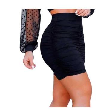 Imagem de Mini Saia Franzida Cintura Alta  - FN, G, Preto