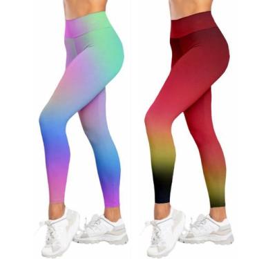 Imagem de Kit 2 Calça Legging Fitness Academia Degrade Caminhada Estampada Funci