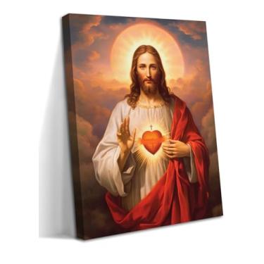 Imagem de Arte de parede cristã Jesus Sagrado Coração, pinturas em tela da Divina Misericórdia, impressões de pôsteres, decoração de parede, retrato de Cristo Jesus, decoração de casa para sala de estar, sala