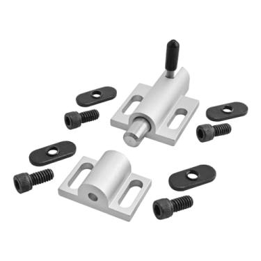 Imagem de 8020, 2053, 10 e 15 séries de alumínio 0 graus, trava de porta de mola e pino 80/20 acessório de extrusão de ranhura T para perfis de alumínio inclui ferragens