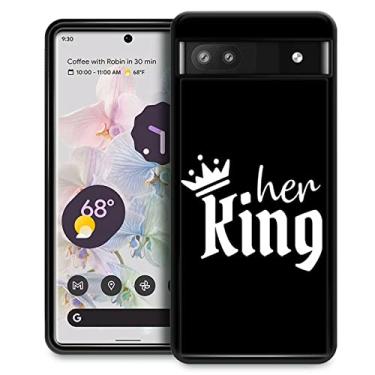 Imagem de CARLOCA Capa compatível com Google Pixel 6A, design de padrão casal Her King para meninas e meninos, capa antiarranhões à prova de choque para Google Pixel 6A