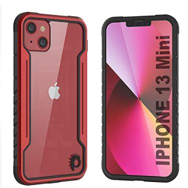 Imagem de Punkcase Projetada para iPhone 13 Mini [Avenger Defense Series] Capa protetora de grau militar com moldura de alumínio [parte traseira transparente] Melhor proteção contra quedas para iPhone 13 Mini (5,4 polegadas) (2021) (Vermelha)