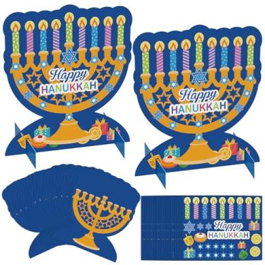 Imagem de Watersay 24 Pack Happy Hanukkah Decoration 3D Menorah Sticker Scene Table Decorations Craft Kits Menorah Candles Hexagram Sticker Self Adhesive DIY Menorah Table Decor for Holiday Party Favors